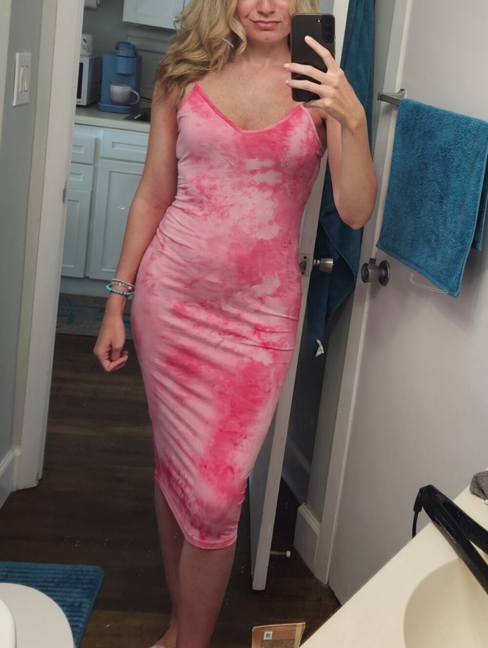 Shein pink tie dye casual dress size small
